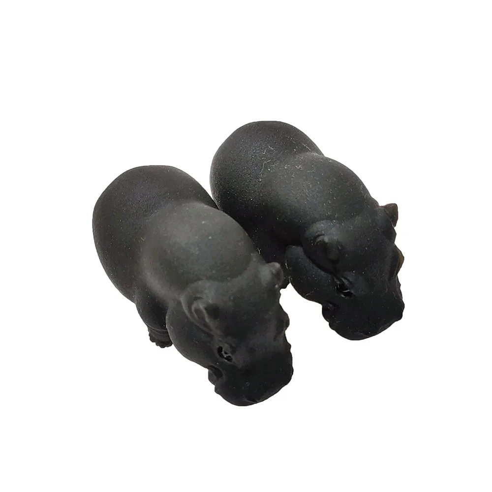 Hippopotamus Toy Wholesale High Quality Hippopotamus Statue Black Obsidian Crystal Carving For Home Decoration
