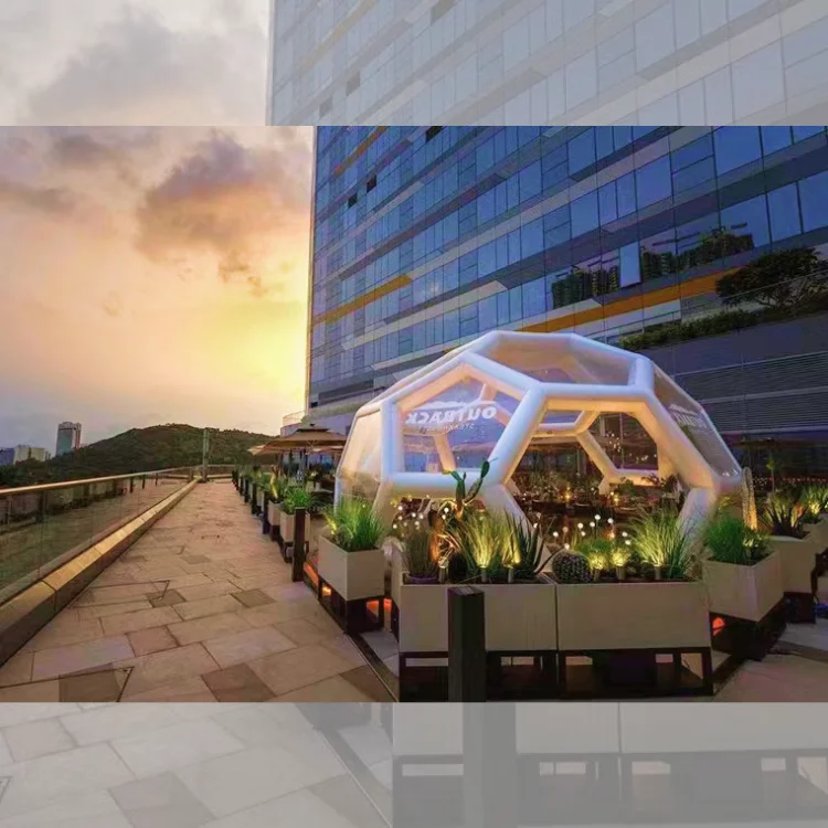 Commercial kids party hotel hemisphere tent design outdoor waterproof inflatable clear bubble house room