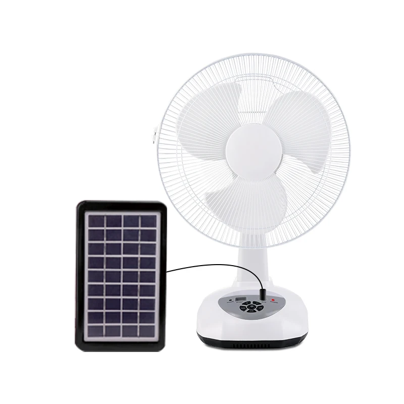 Factory Wholesale House Outdoor AC DC 12 Inch  Rechargeable Solar Table Electric Fan With Led Light