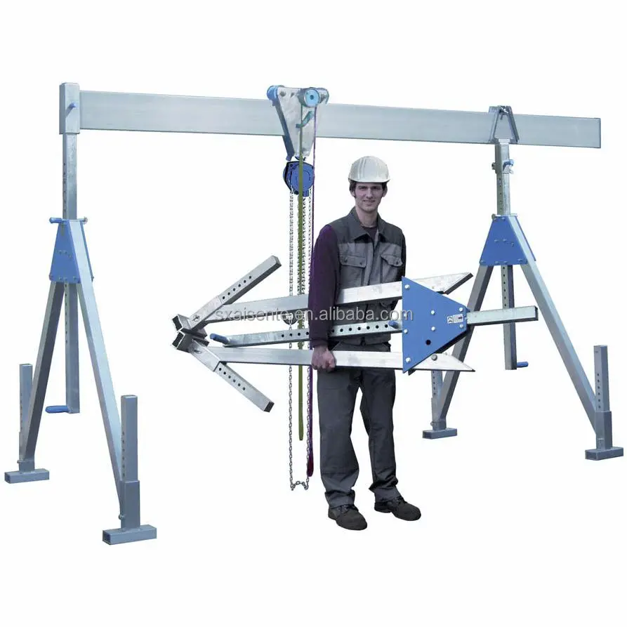 2000kg 2ton Foldable Light Duty Mini Lifting height adjustable Aluminum mobile Gantry Crane