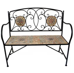metal furniture mosaic art top heavy park garden seating Outdoor Bench
