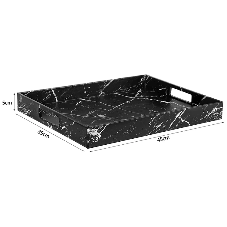 Decorative Marble Serving Tray With Handles for Bathroom Jewelry Organizer Storage Trays