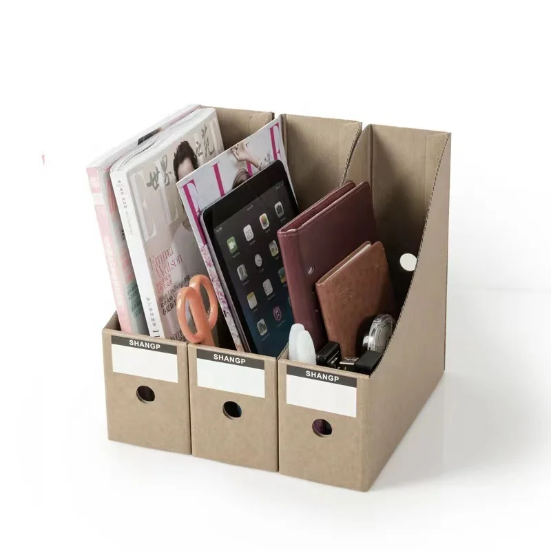 Картонный держатель для файлов из крафт-бумаги, офисный лоток для документов, настольный органайзер для хранения документов для дома, офиса, школы