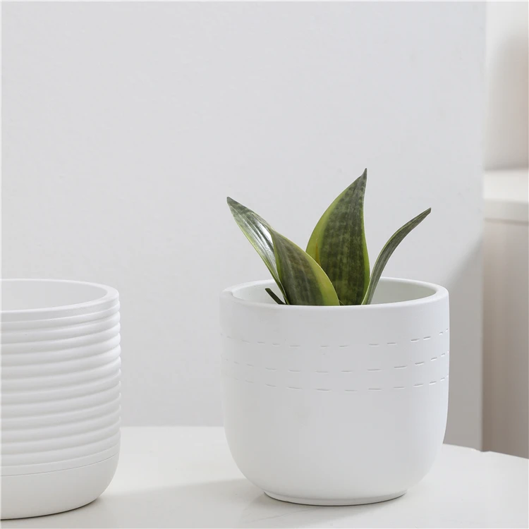 Nordic style garden decoration indoor outdoor planter pot white wholesale cement succulent flower pots
