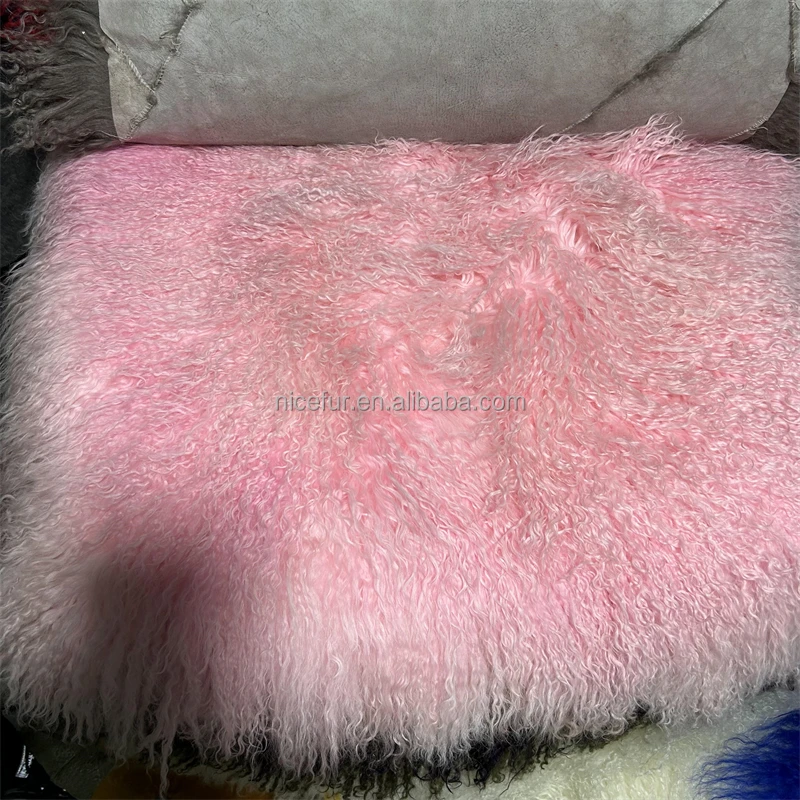 Factory Direct Supply 120x60cm Mongolian Lamb Fur Plate Goat Fur Rug Sheepskin