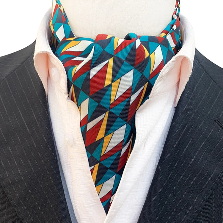 Fashion Style Custom Logo Paisley cravate homme Jacquard Colorful Silk Cravat Ascot for Men