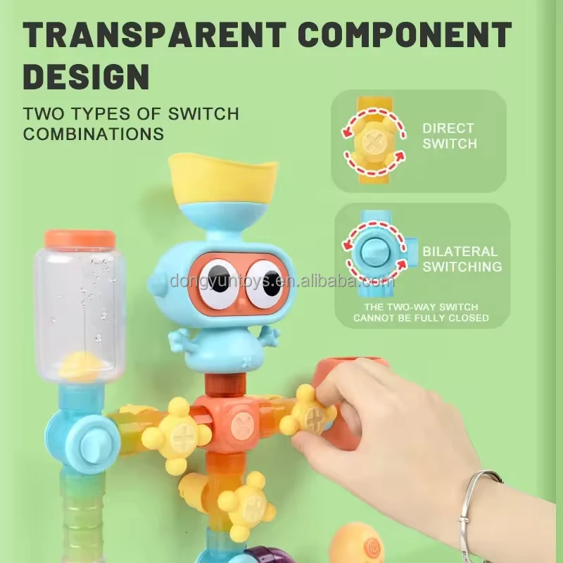 Slide Waterfall Track Stick toddler Robot bath toys with Bath Cups Wheels Water Ball bathtub toys for Kids Bath Toys Set