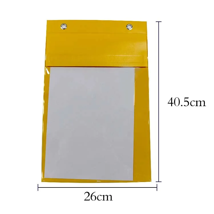 Customized A4 Document Holder Waterproof PVC Job Ticket Card Holder Vinyl Plastic File Bag with Custom Logo Permits Documents