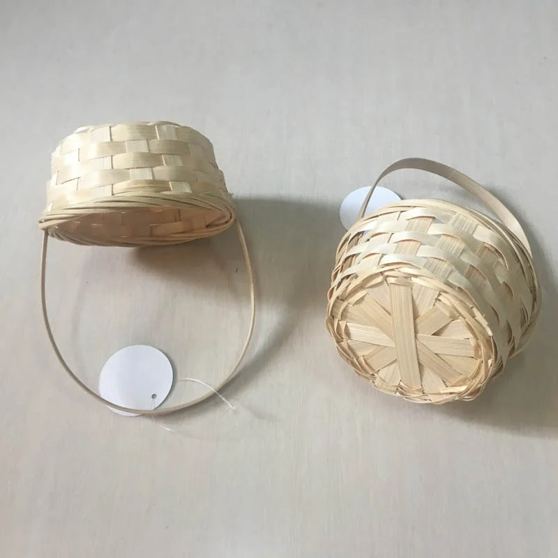 Bamboo Flower Basket Decorative Basket Round Shape with handle Decoration Storage Natural Weaved Handmade Arts & Crafts Holder