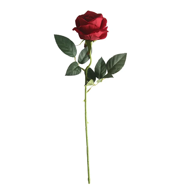 
Custom Chinese 1 head rose cloth artificial flower for bouquet wedding decoration 