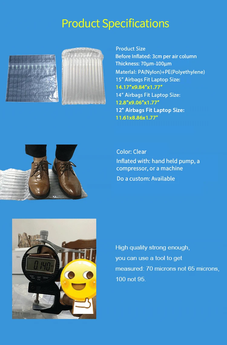 Air Column Bag Protective Package Inflatable For Transportation Fragile Bottle Airbag Shockproof Air Column Bubble Packaging