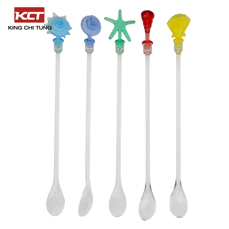 Factory Hot Sales Bar&restaurant Ocean Art Mixing Stick Style Spoon Acrylic Mixing swizzle sticks
