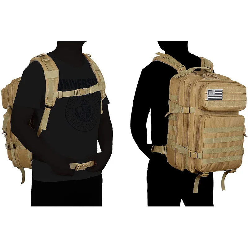 Waterproof Bug Out Bag Large Outdoor Rucksack Kinder Molle Assault Pack for 3day Hiking Trekking
