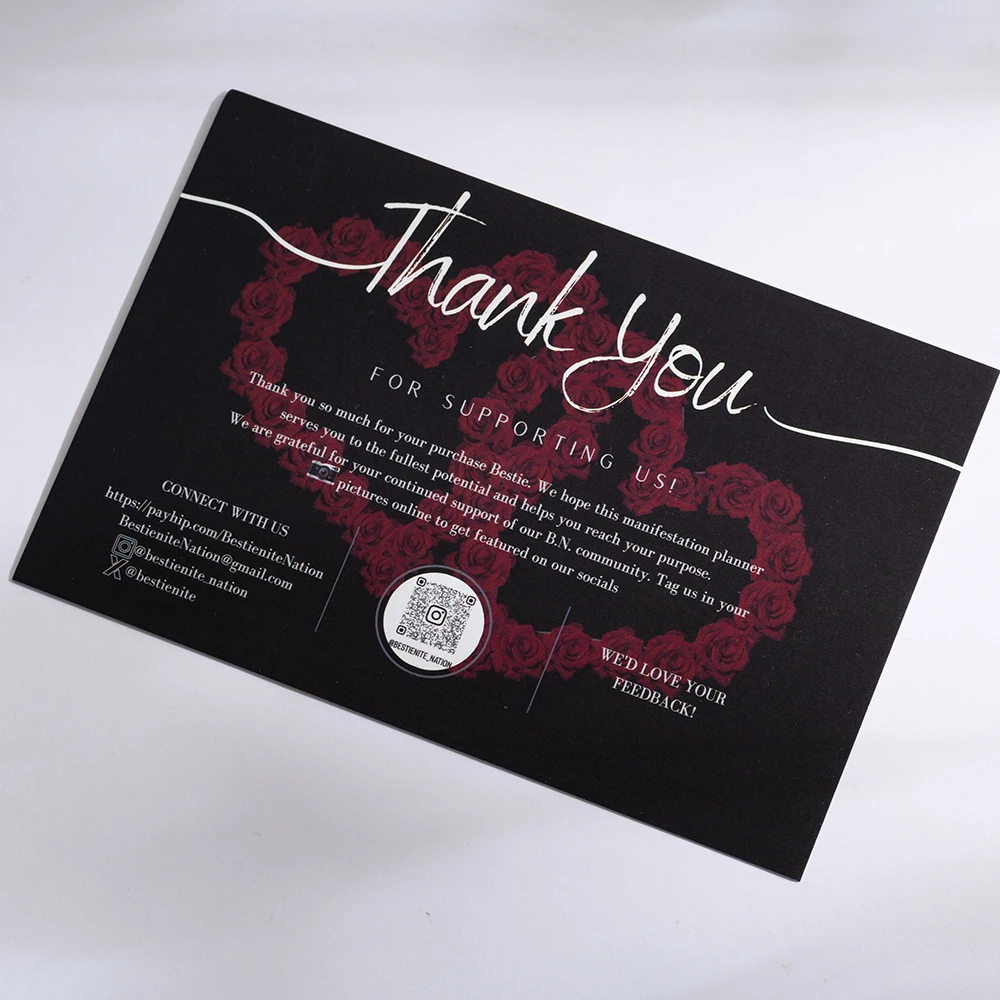 Wholesale custom logo cotton texture paper full color printing foil stamping luxury business thank you cards