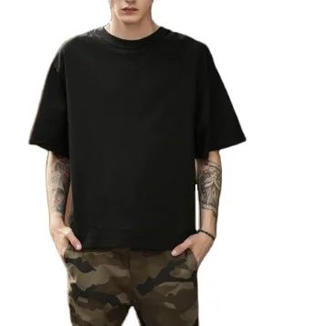 Hip-pop Style Over Sized Drop Shoulder Heavyweight Cotton Plain Design T-shirts