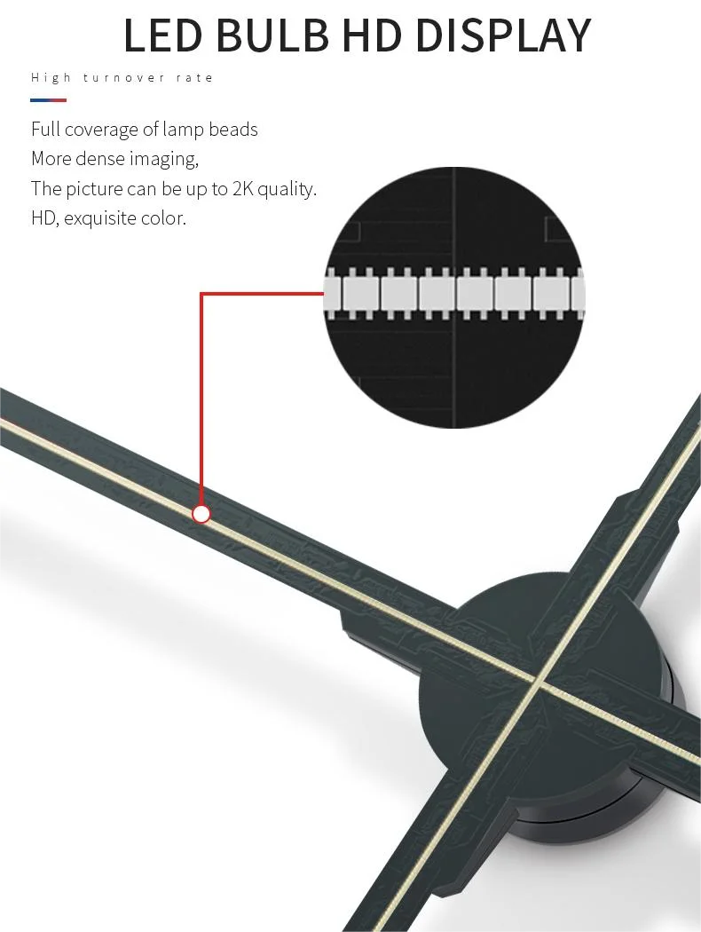 Factory made 3d Holographic Hologram 45cm 4 blades RGB display 3d holographic 3d hologram advertising display led fan