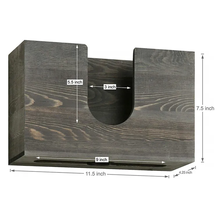 Vintage grey wood countertop wall mounted guest napkin holder for bathroom