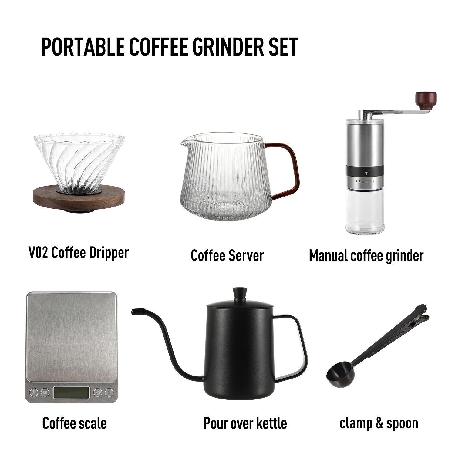 High Espresso Coffee Tea Sets Ceramic Coffee Maker Grinder Dripper Filter Wood Kettle Travel Bag Barista Tools Gift Kit