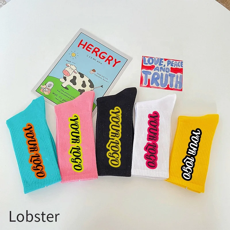 Wholesale Crew Socks Custom Logo Embroidered Unisex Sport Cotton Couple Custom Dress Socks