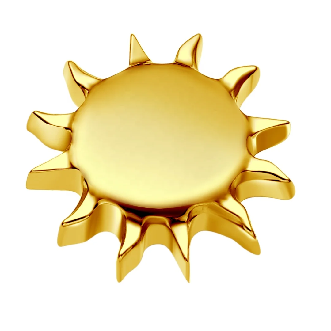 Eternal Metal ASTM F136 Titanium gold sun shaped threadless tops piercing jewelry
