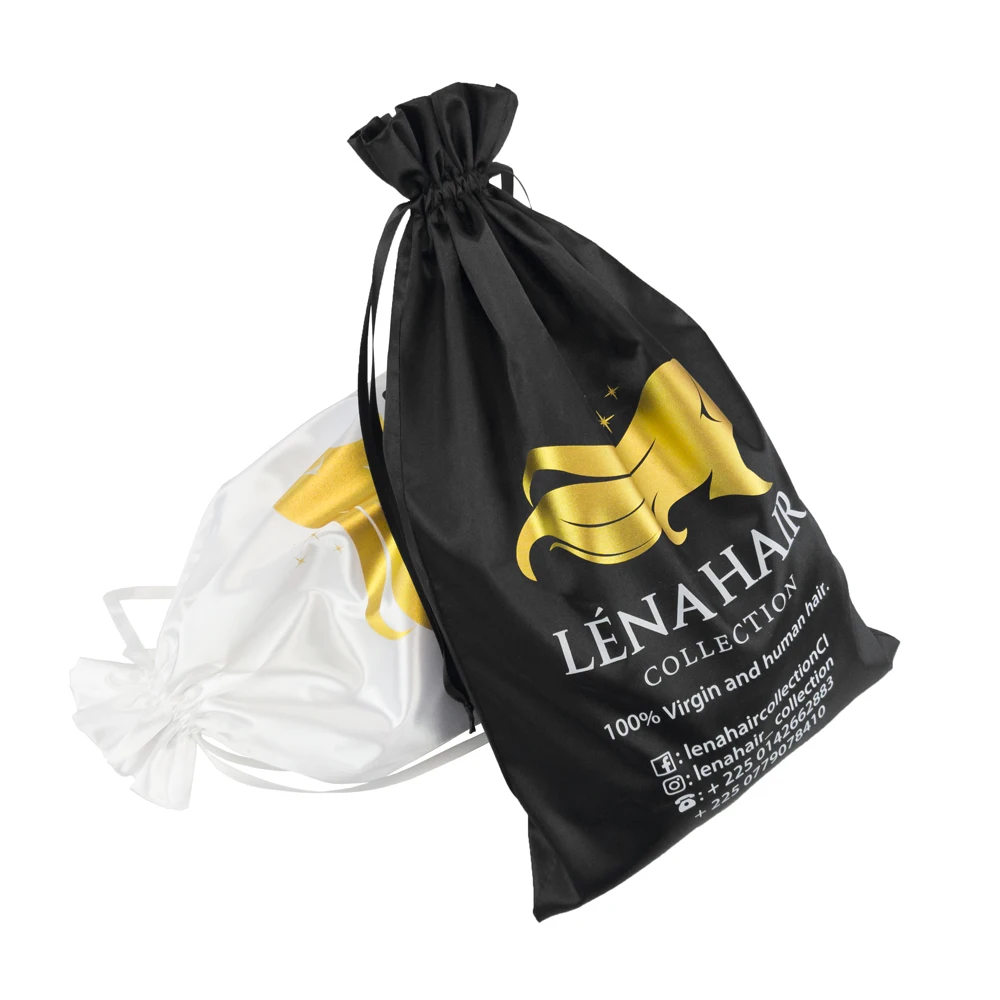 Индивидуальная большая атласная сумка на шнурке с напечатанным логотипом