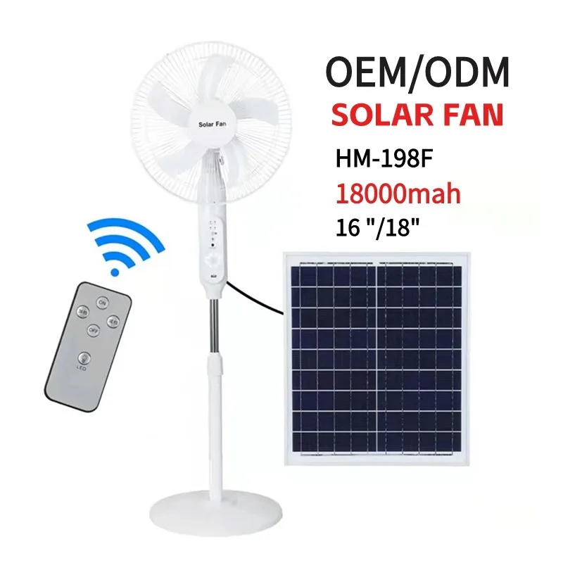 Small Panel Rechargeable Standing 18Inch Portable Outdoor Mini Lithium Battery Energy Light Electric 15W Dc Solar Fan