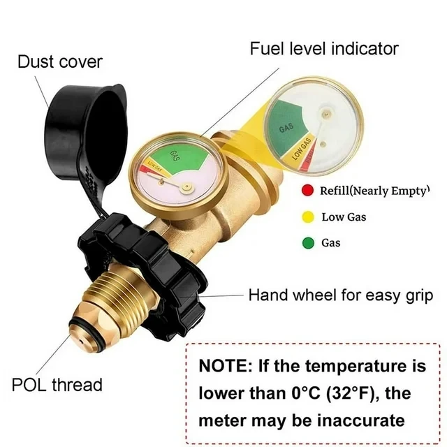 Universal Propane Tank Adapter with Gauge Converts QCC1/Type 1 Propane Tank Gauge Level Indicator for RV Campe, Cylinder