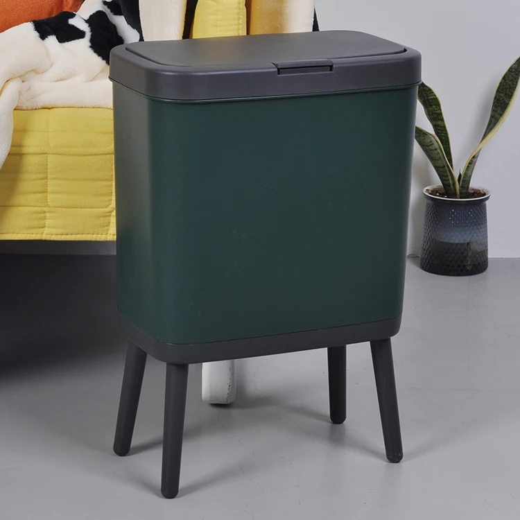 15L Style Household High Bin With Stand Large Capacity Kitchen Bathroom And Toilet Trash Can With Lid And No Need To Bend Over