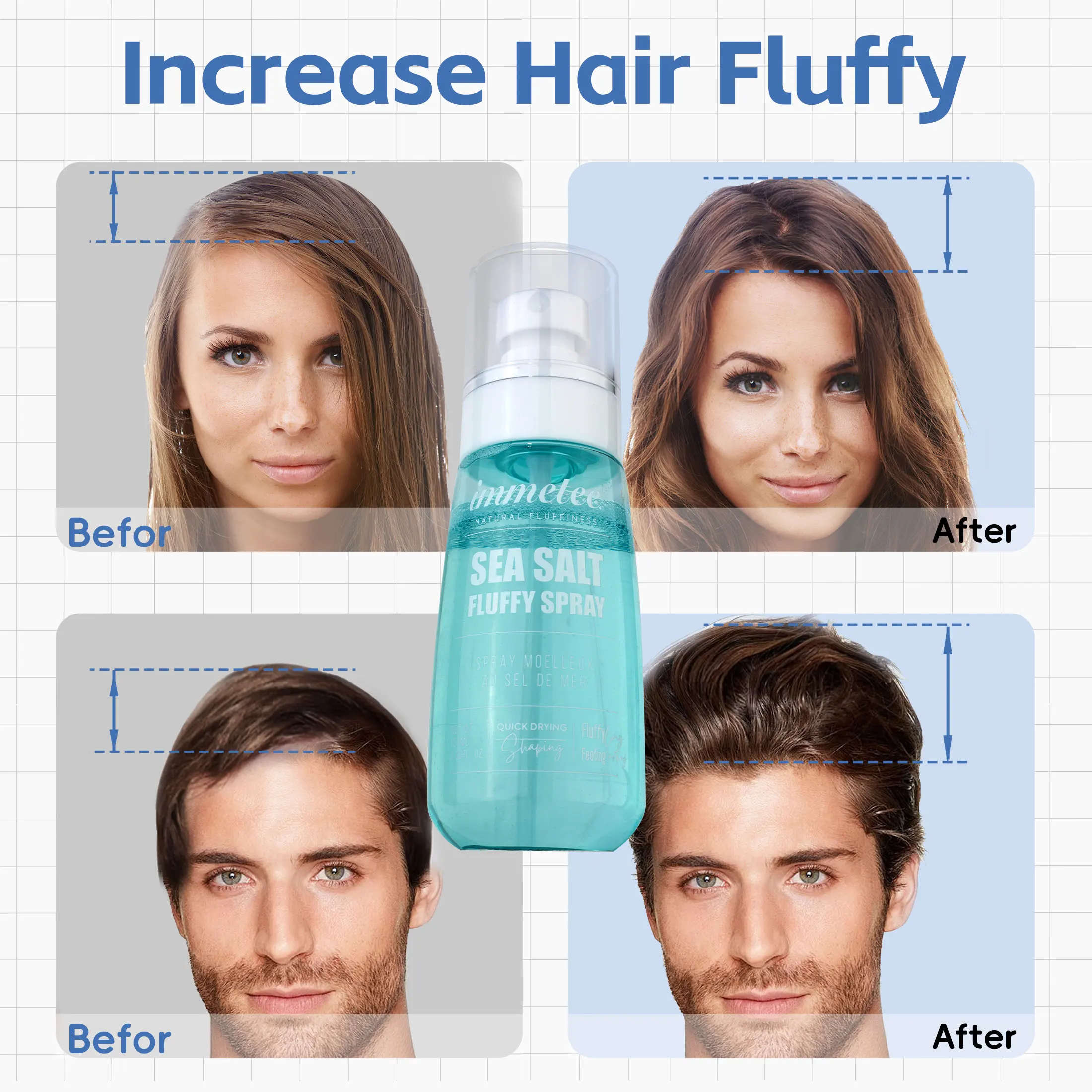 Sea Salt Texture Spray Private Label Custom Styling Texturizes Strong Hold Sea Salt Hair Spray For Men & Women