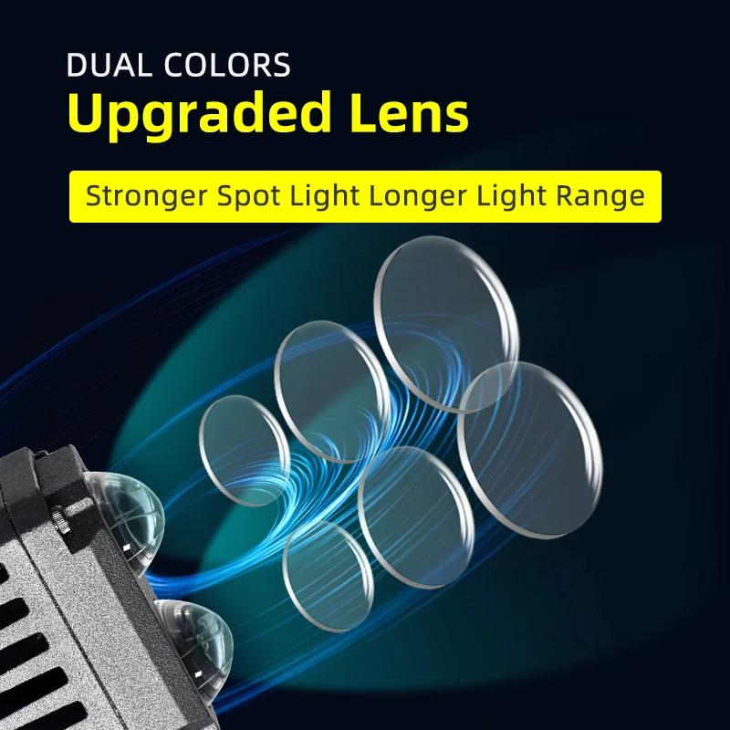 Motorcycle Lighting System Dual Lens Faros Motos multicolor LED Work Light Projector Mini Led Lights For