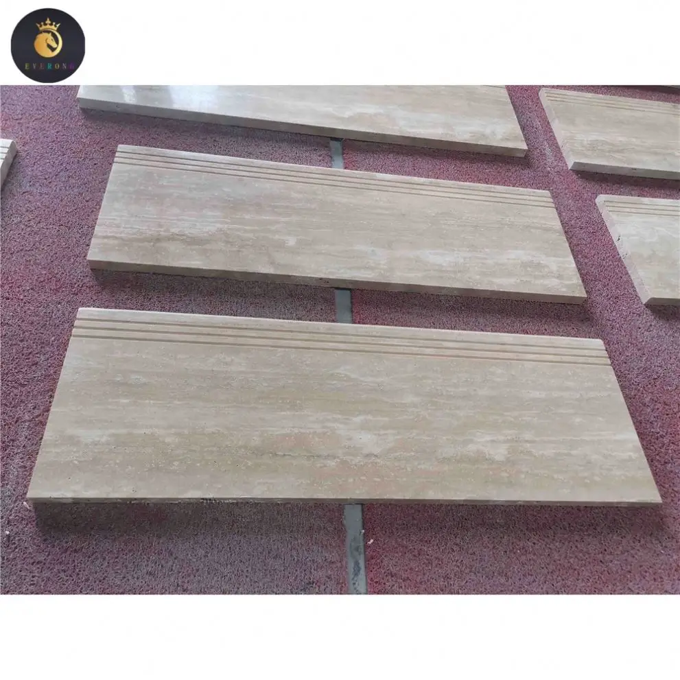 EV Wholesale Light Beige Natural Travertine Tiles Polished Indoor Outdoor Hotel Use Staircase Treads Travertine Tiles Turkey