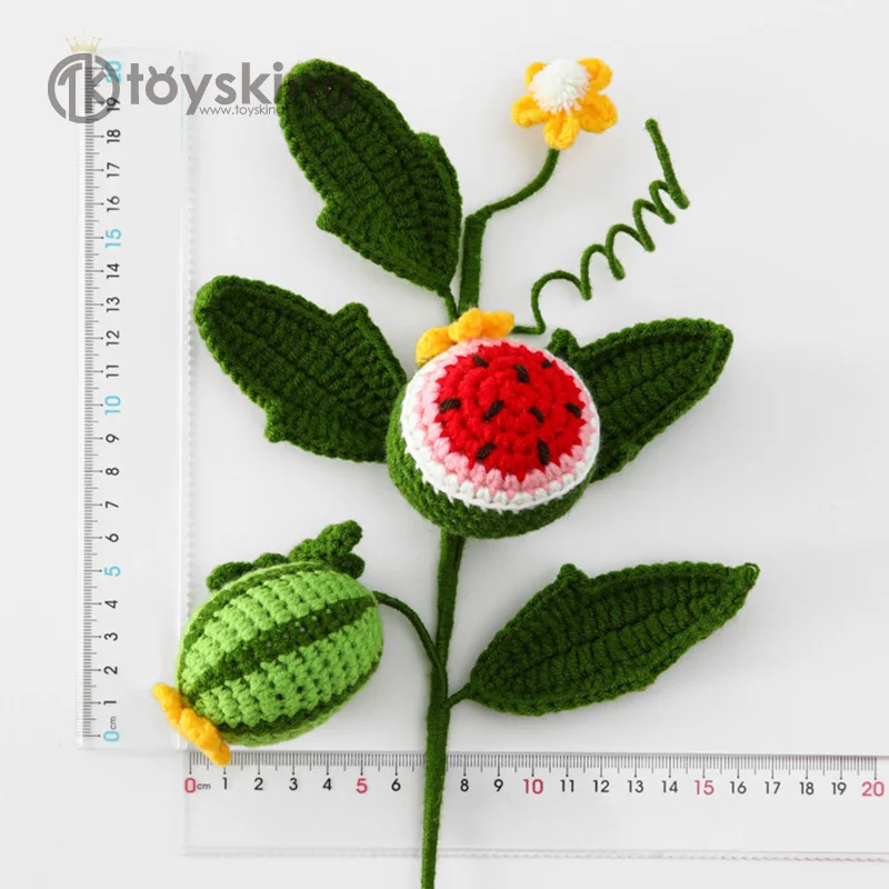 Cross-border creative hand-crocheted yarn fruit large flower branch fruit bouquet banana durian grape Pipa star fruit