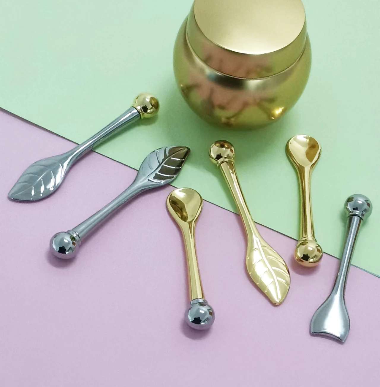 Steel Measuring Cosmetics Metal Makeup Skin Care Mini Luxury Gold Cosmetic Cream Spatula