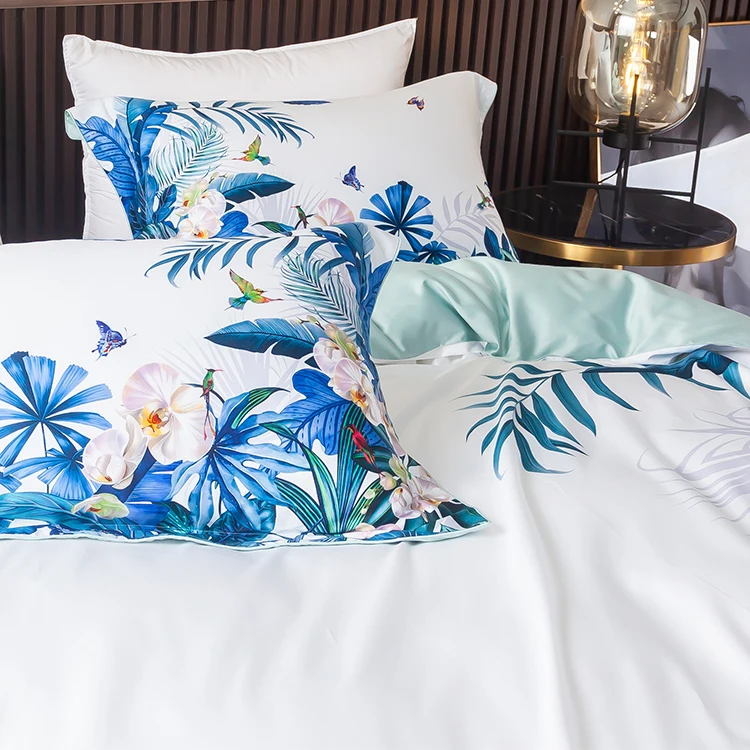 High quality 100% cotton bedding sheets sets queen size duvet cover print pillow cases