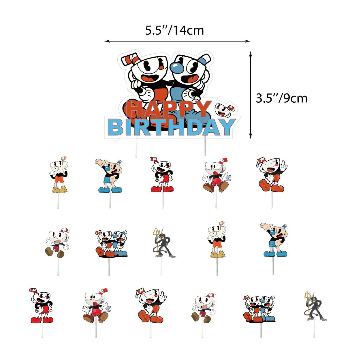 Cup Head TV Show Party Decoration CupHead Theme Birthday Banner Honeycomb Centerpieces Cake Topper X6030