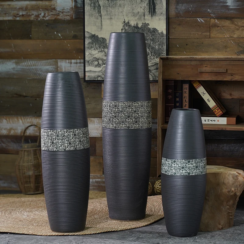 ribbed ceramic clay vase tall wedding vases porcelain chinese  vases   for centerpieces home accessories