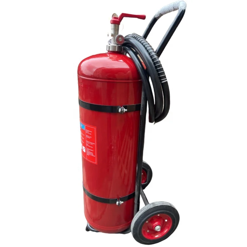 Safety Plus 25kg Wheeled abc Dry Chemical Powder Trolley Fire Extinguisher with Custom Label
