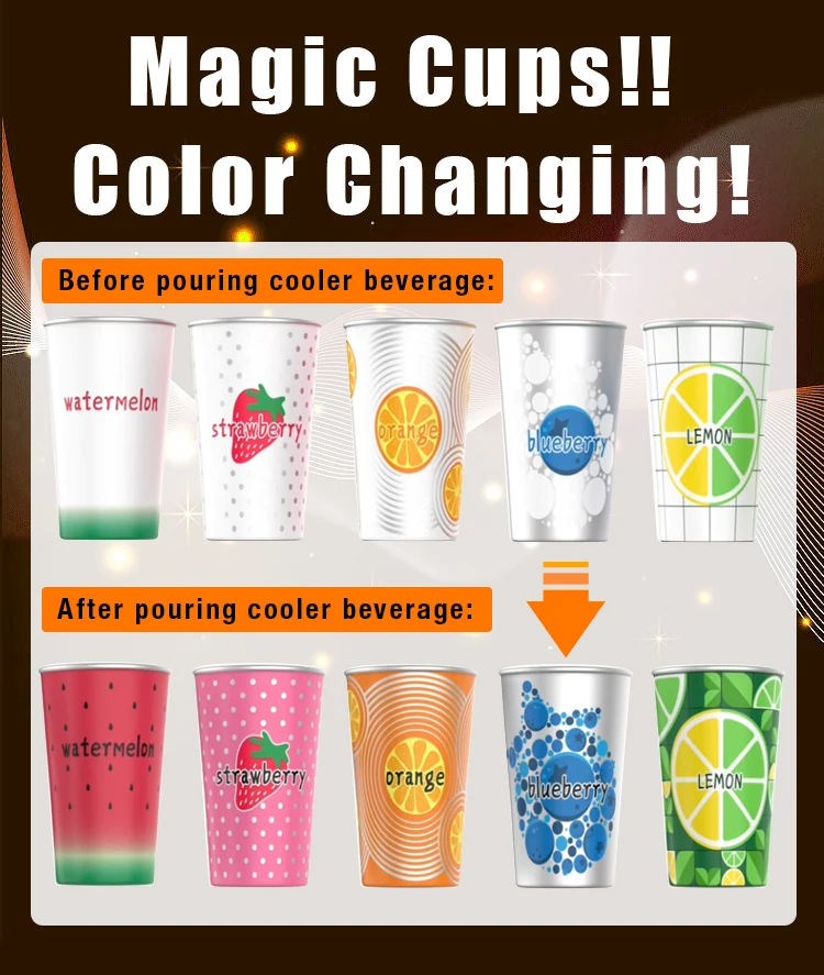 Custom Promotion Magic Aluminum 16Oz Stackable Stadium Cold Beer Tumbler Mug Color Changing Cup