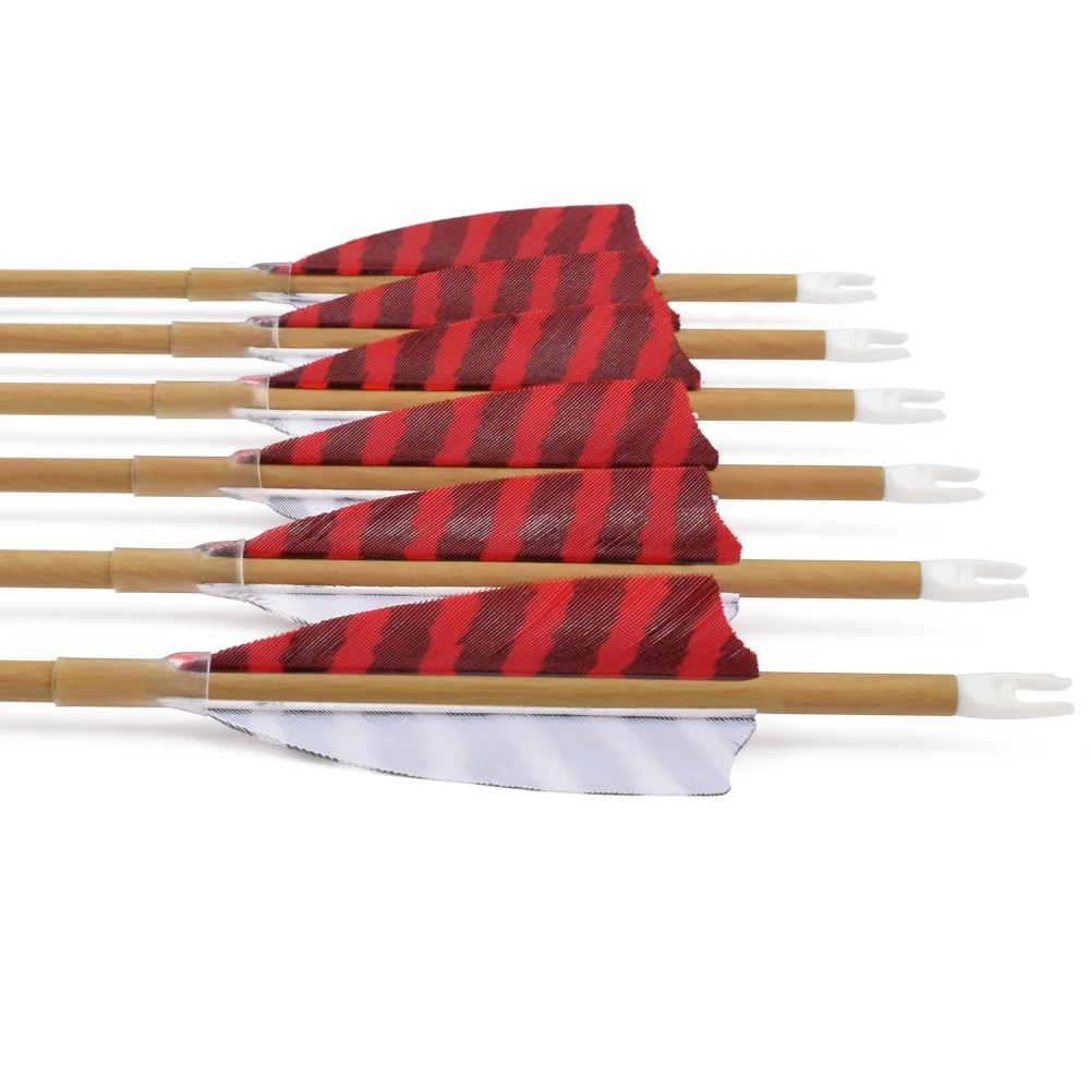 Bullet Point Turkey Feather Wood Grain Carbon Arrow