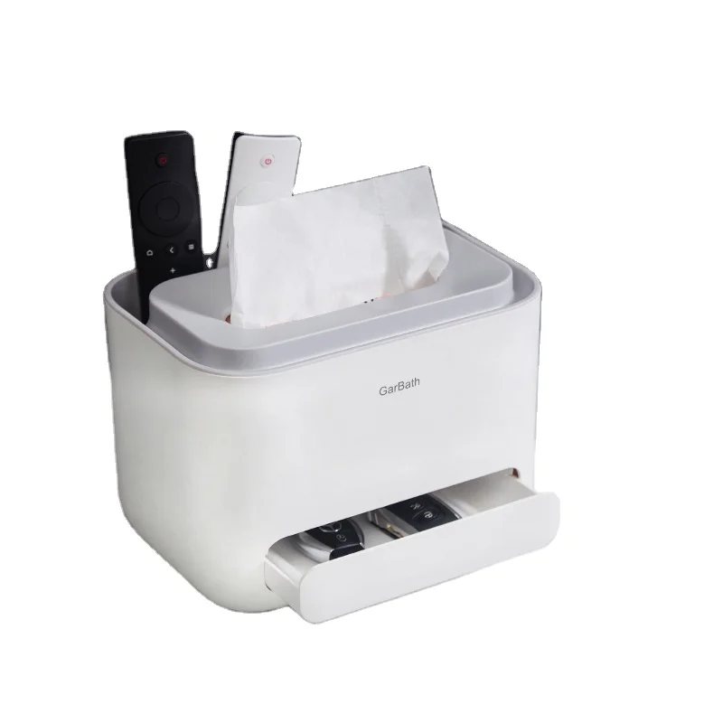 Multi-Functional Tissue Box Home Office Desk Storage Plastic Facial Tissue Paper Box