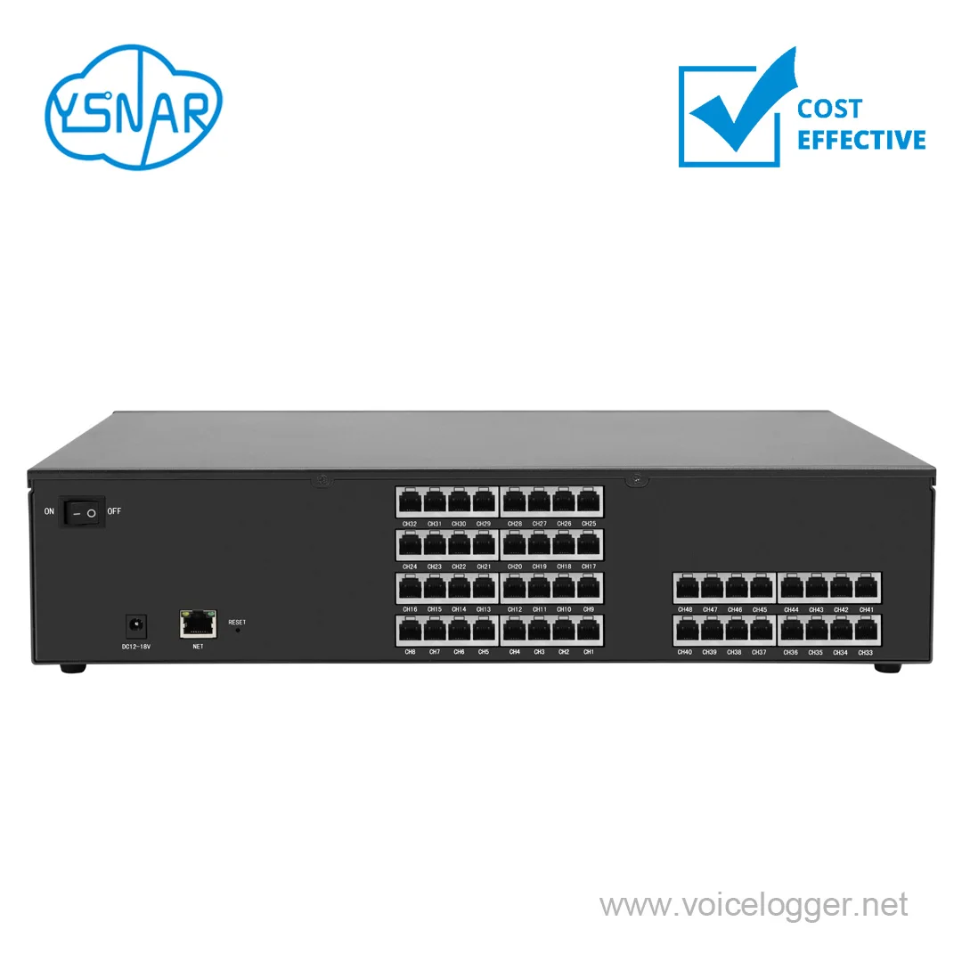 48CH Call Recorder | Landline Phone Recorder with CDR & SDK | Stand Alone Network Linux Customizable Voice Logger with 1TB HDD