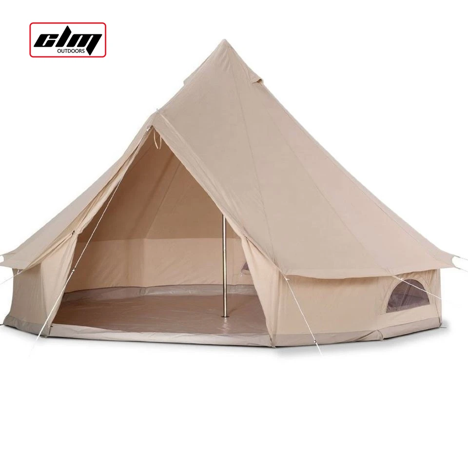 CLM Luxury 4 Season Glamping Teepee Canopy Family Camping Hexagonal Cotton Canvas Yurt Bell Tent