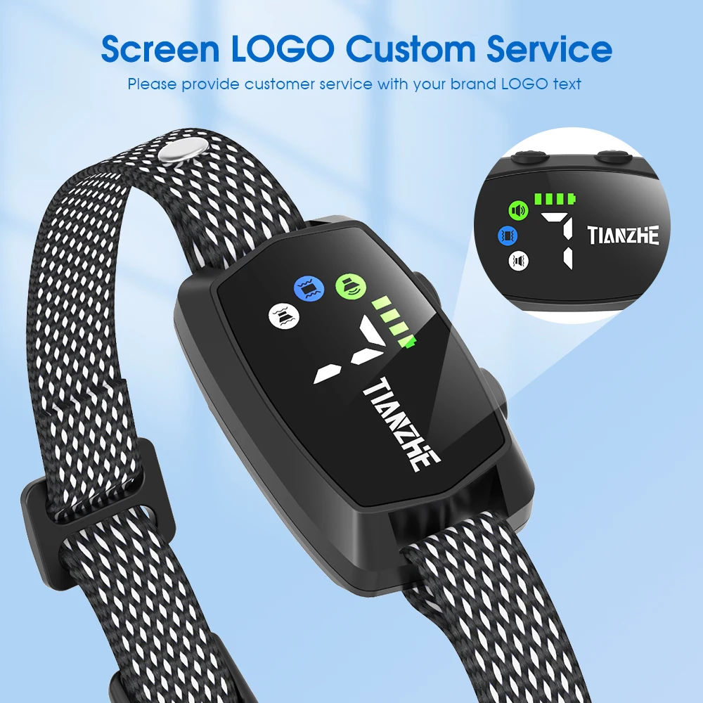 High Sensitivity LED Color Screen No Shock Safe Stop Barking Training Anti Bark Collar With Sound and Gyroscope Motion Sensor