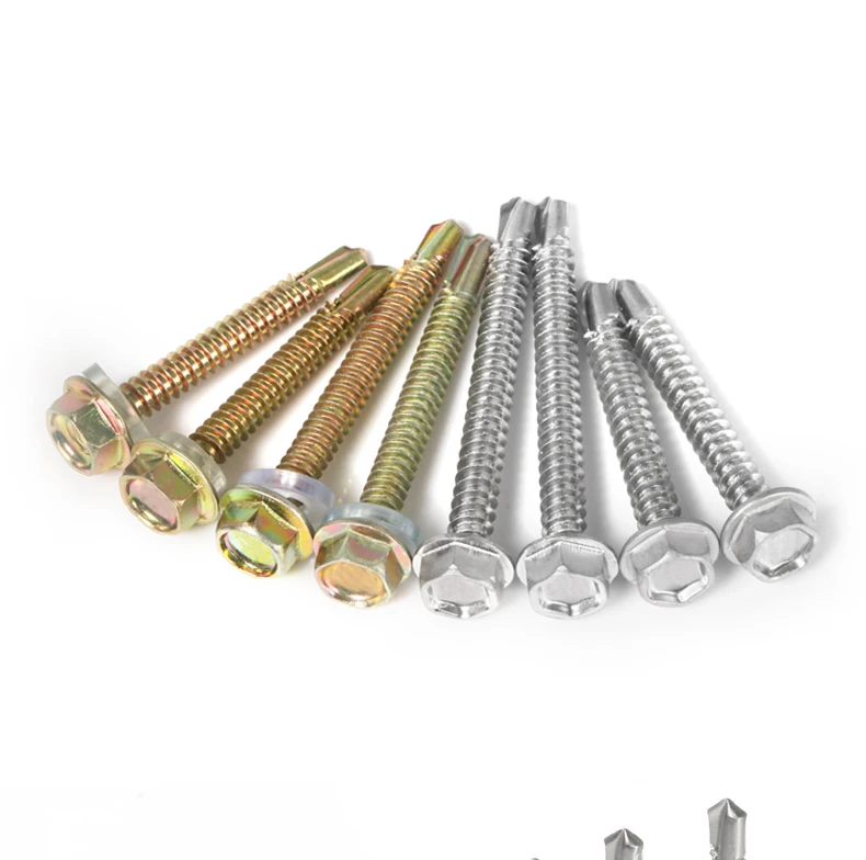 Yellow galvanized hexagon socket head concrete self-drilling screw/self-tapping thread with rubber washer