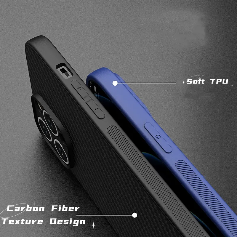 Ultra Thin Carbon Fiber Case Phone Protection Cover Antifingerprint Slim Cell Phone Case For iPhone 11 12 13 14 Pro Max