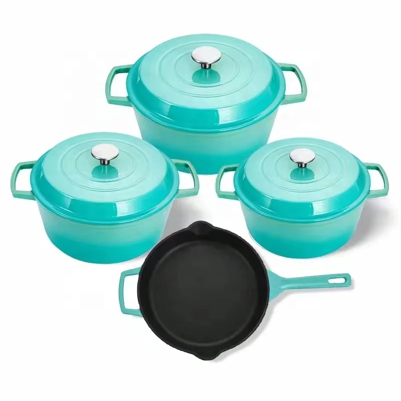 cast iron enamel cookware set