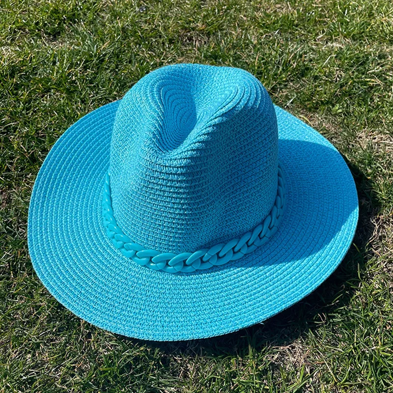 High Quality Vintage Panama Straw Hats For Women Wide Brim Outdoor Sunshade Sun Hats Wholesale Cheap Straw Hats