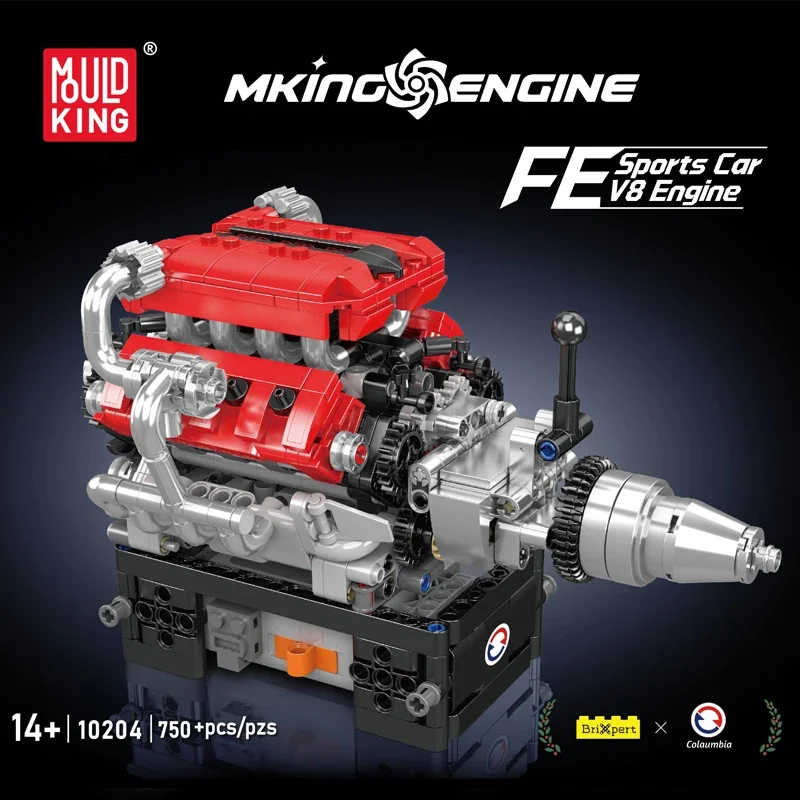 Формовка King 10204 технический автомобильный двигатель игрушки моторизованный спортивный автомобиль V8 кирпичный Детский Рождественский подарок наборы строительных блоков