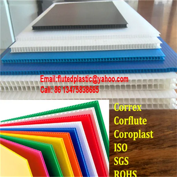 2mm 3mm 4mm 5mm 6mm polypropylene plastic corrugated board/sheet