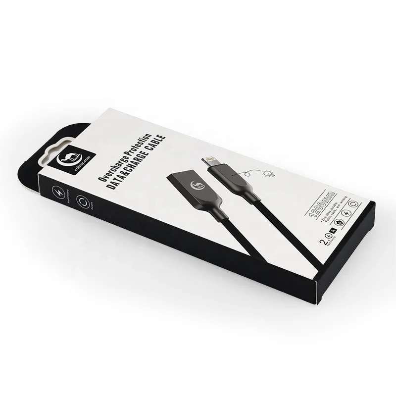 Пользовательский художественный бумажный usb-кабель кабель для передачи данных упаковочная коробка с отверстием вешалки